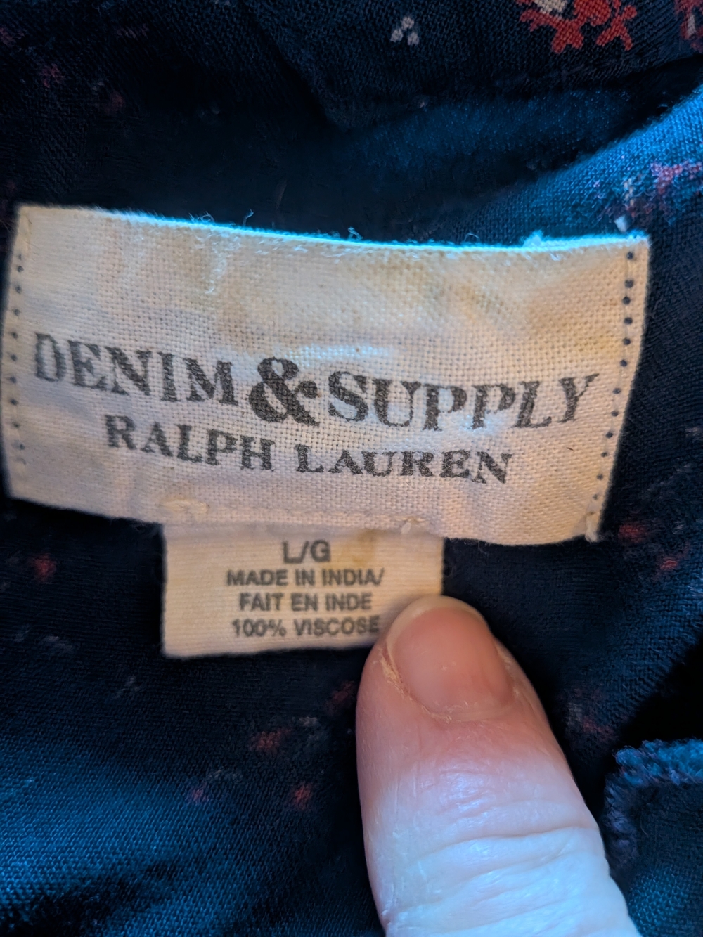 Denim & Supply Ralph Lauren Navy Blue Floral Midi Dress babydoll 90s Vintage - Picture 3 of 9